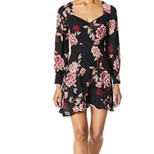 Women's Black & Pink Floral Rose Print Mini Dress Size 0